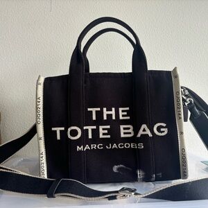 Marc Jacobs Black and White Canvas Tote with Contrast Trim